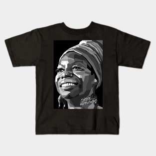 Abstract WPAP Nina Simone with grayscale colors Kids T-Shirt